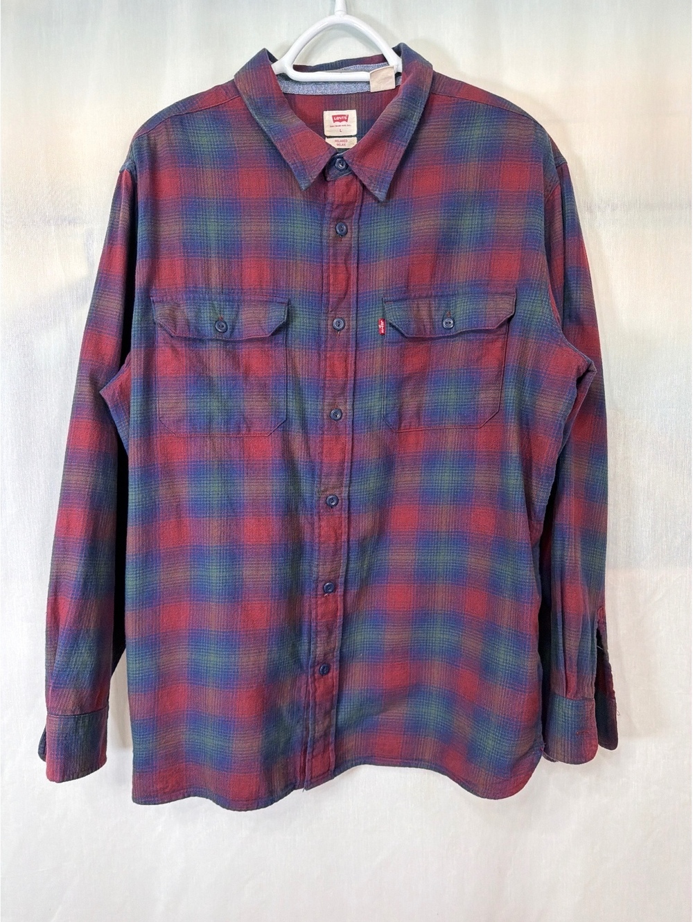 Levi's Relaxed Long Sleeve Button Up Flannel Shirt Plaid Men's Large